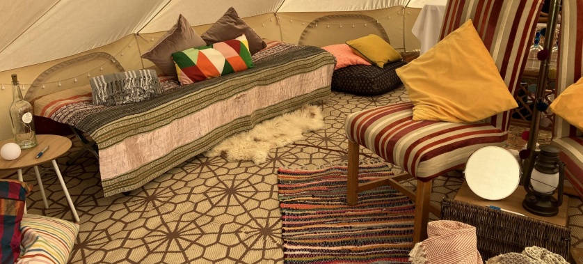 Group glamping chill out party tent